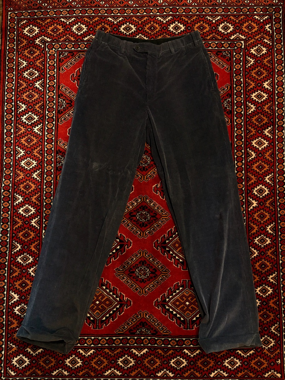 Kiton Men's Corduroy Pants in Navy Blue